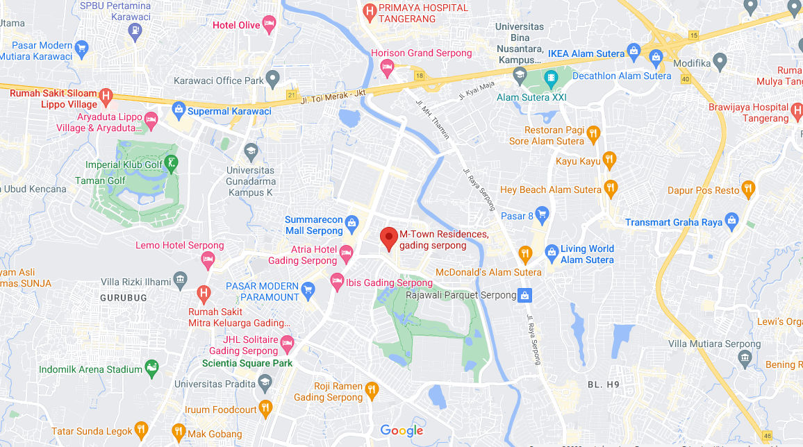 Peta Lokasi Apartemen M-Town Residence Summarecon Serpong