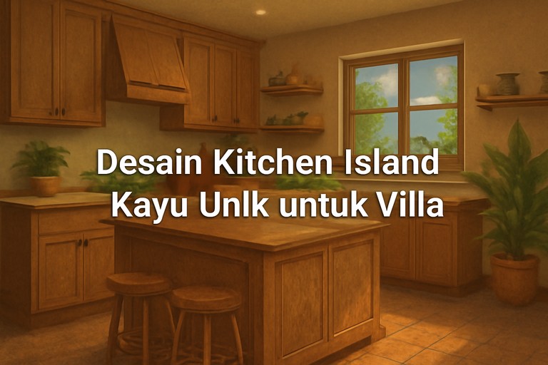Desain Kitchen Island Kayu Unik untuk Villa