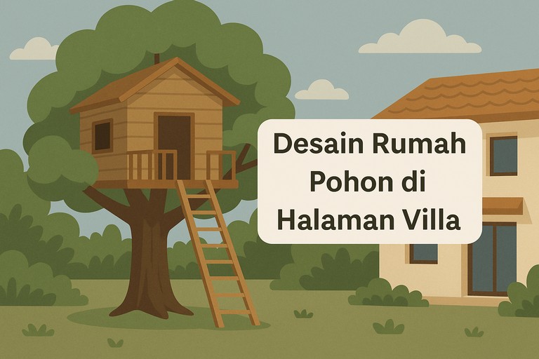 Desain Rumah Pohon di Halaman Villa