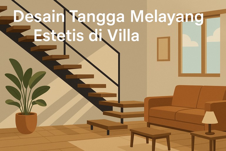 Desain Tangga Melayang Estetis di Villa