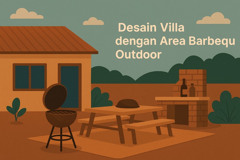Desain Villa dengan Area Barbeque Outdoor