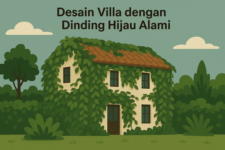 Desain Villa dengan Dinding Hijau Alami