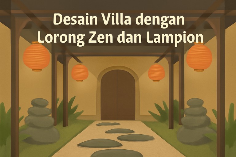 Desain Villa dengan Lorong Zen dan Lampion
