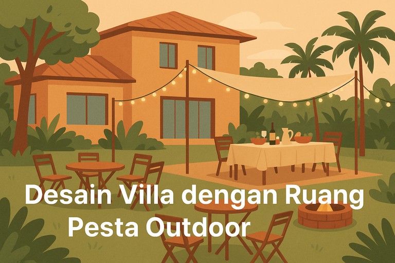 Desain Villa dengan Ruang Pesta Outdoor