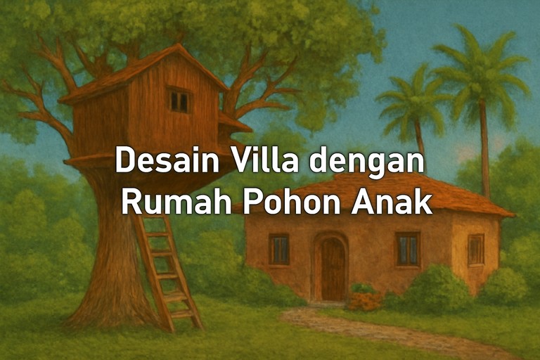 Desain Villa dengan Rumah Pohon Anak