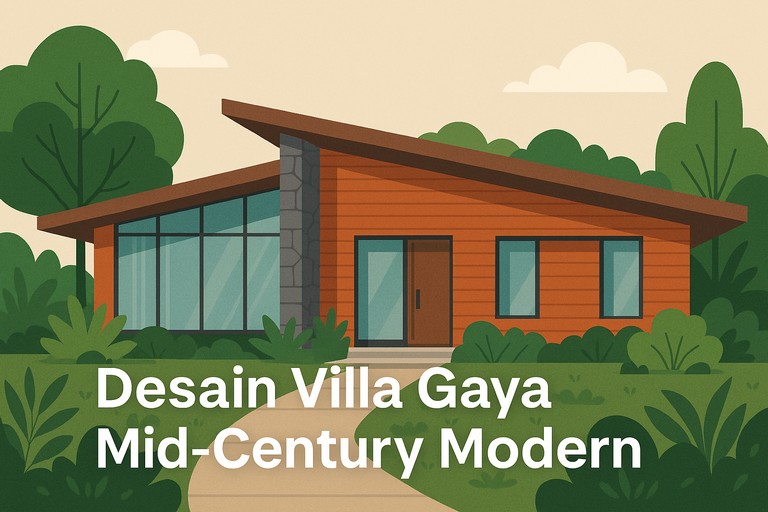 Desain Villa Gaya Mid-Century Modern