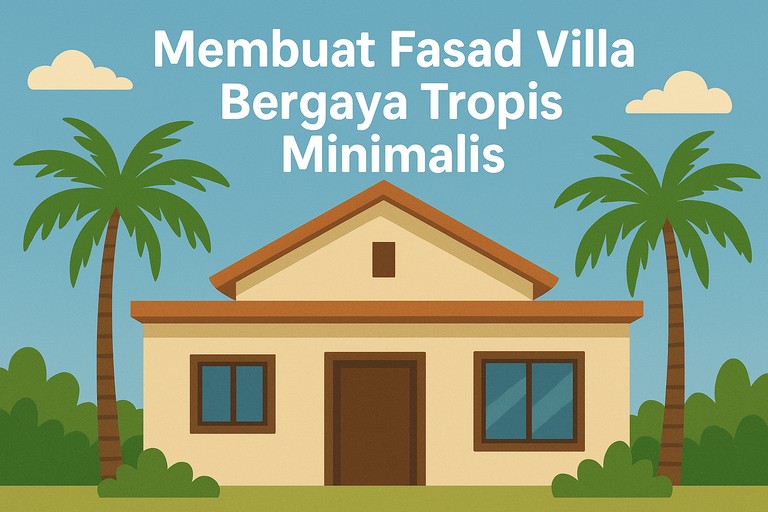 Membuat Fasad Villa Bergaya Tropis Minimalis