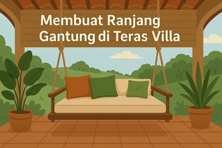 Membuat Ranjang Gantung di Teras Villa