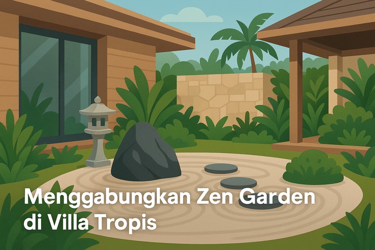 Menggabungkan Zen Garden di Villa Tropis
