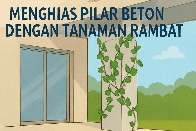 Menghias Pilar Beton dengan Tanaman Rambat
