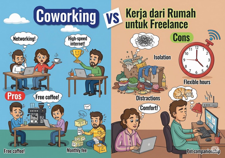 Coworking vs Kerja dari Rumah untuk Freelance