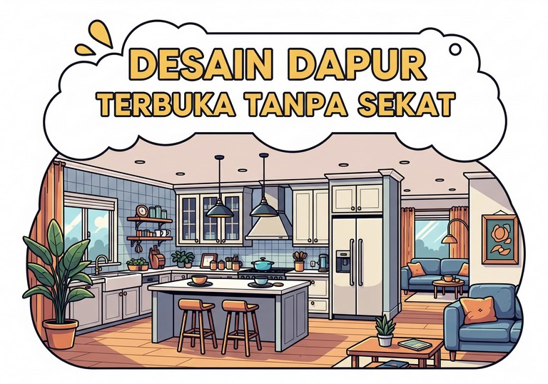 Desain Dapur Terbuka Tanpa Sekat
