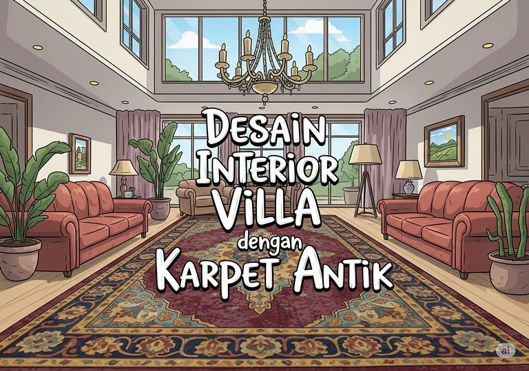 Desain Interior Villa dengan Karpet Antik