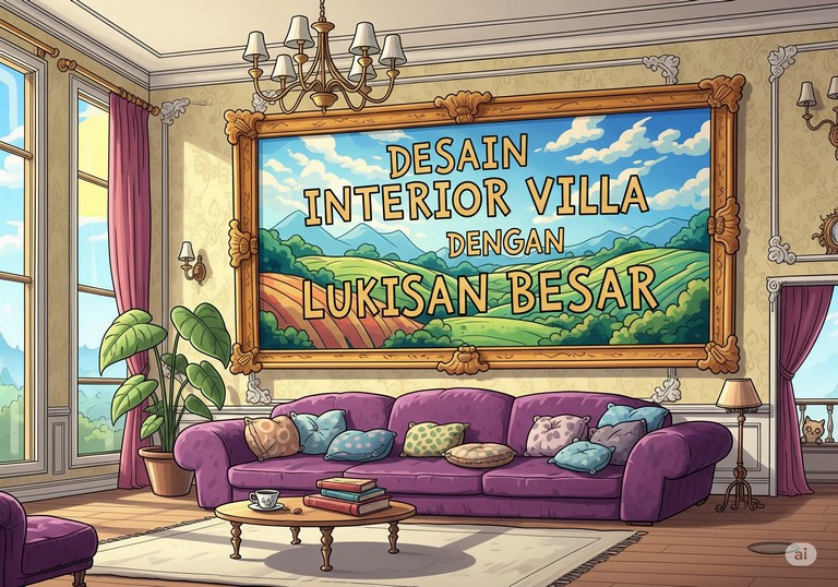 Desain Interior Villa dengan Lukisan Besar