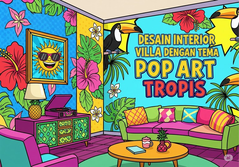 Desain Interior Villa dengan Tema Pop Art Tropis