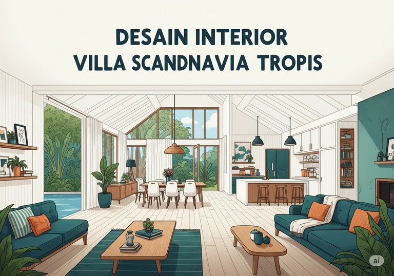 Desain Interior Villa Scandinavia Tropis