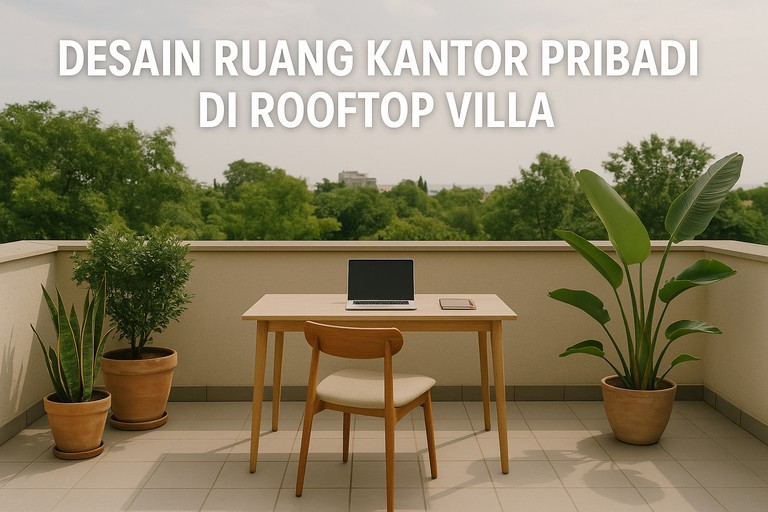 Desain Ruang Kantor Pribadi di Rooftop Villa