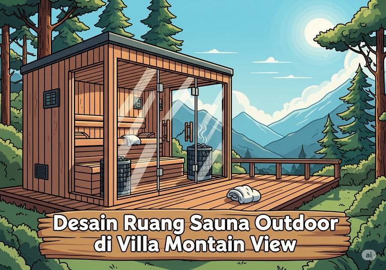 Desain Ruang Sauna Outdoor di Villa Mountain View