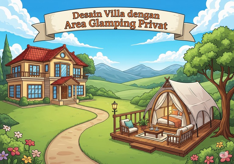 Desain Villa dengan Area Glamping Privat