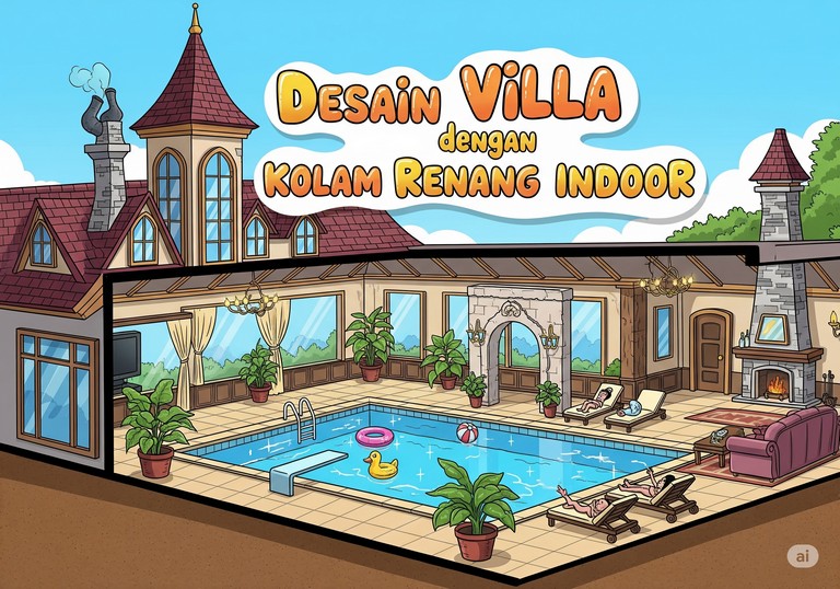 Desain Villa dengan Kolam Renang Indoor