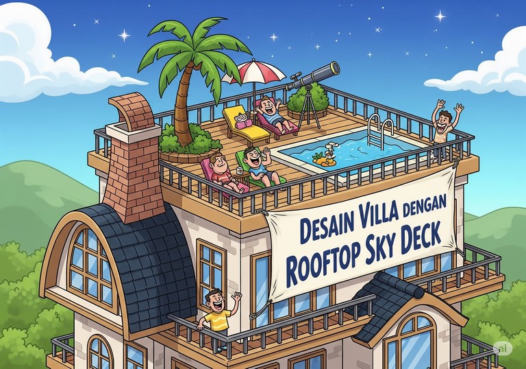 Desain Villa dengan Rooftop Sky Deck