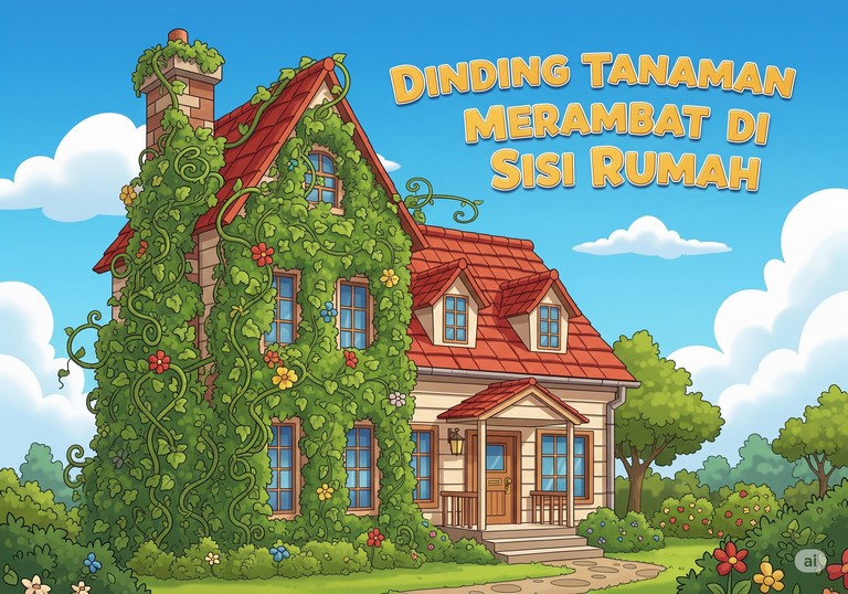 Dinding Tanaman Merambat di Sisi Rumah