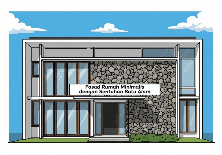 Fasad Rumah Minimalis dengan Sentuhan Batu Alam