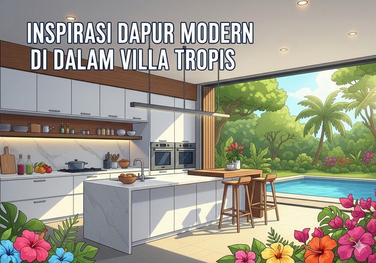 Inspirasi Dapur Modern di Dalam Villa Tropis