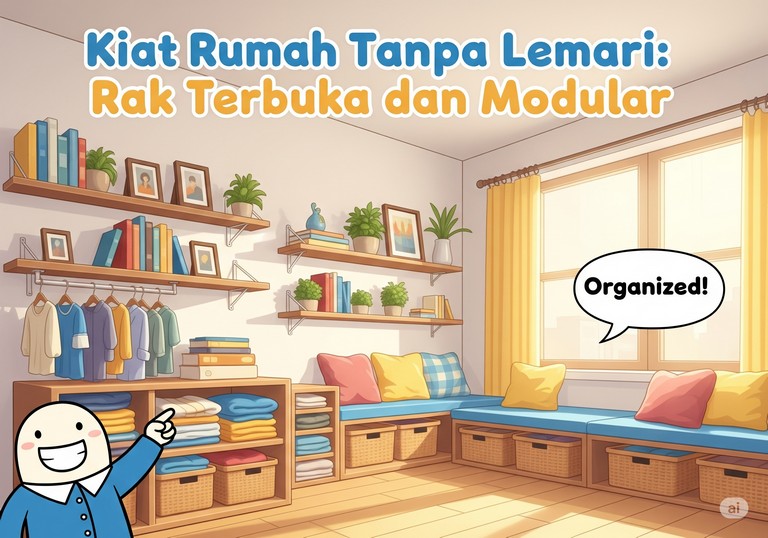 Kiat Rumah Tanpa Lemari: Rak Terbuka dan Modular