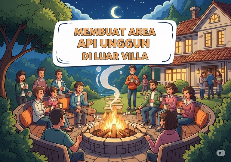 Membuat Area Api Unggun di Luar Villa