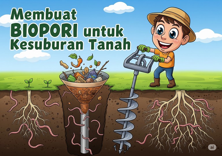 Membuat Biopori untuk Kesuburan Tanah