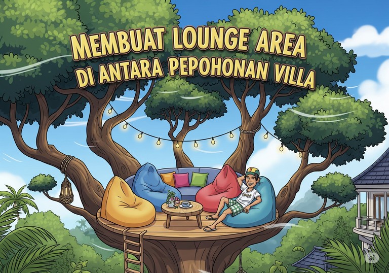 Membuat Lounge Area di Antara Pepohonan Villa