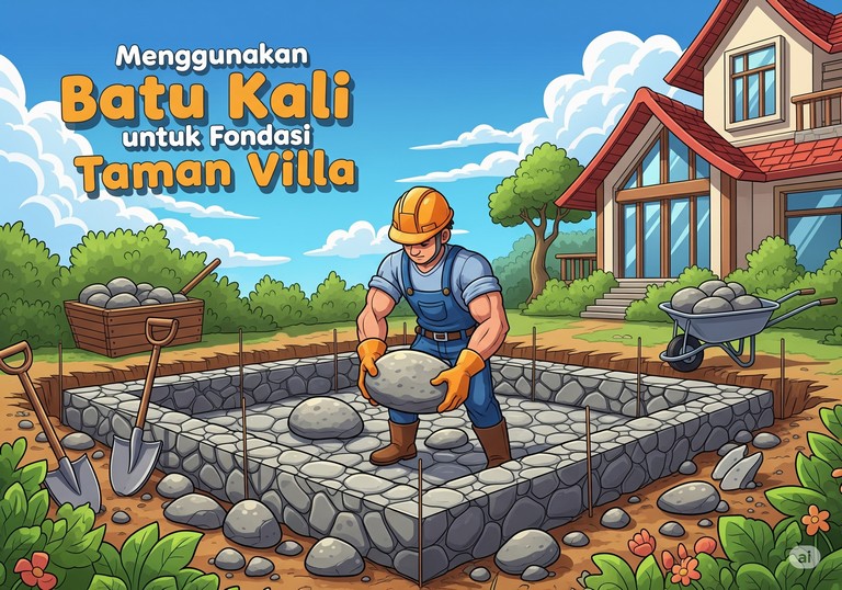 Menggunakan Batu Kali untuk Fondasi Taman Villa