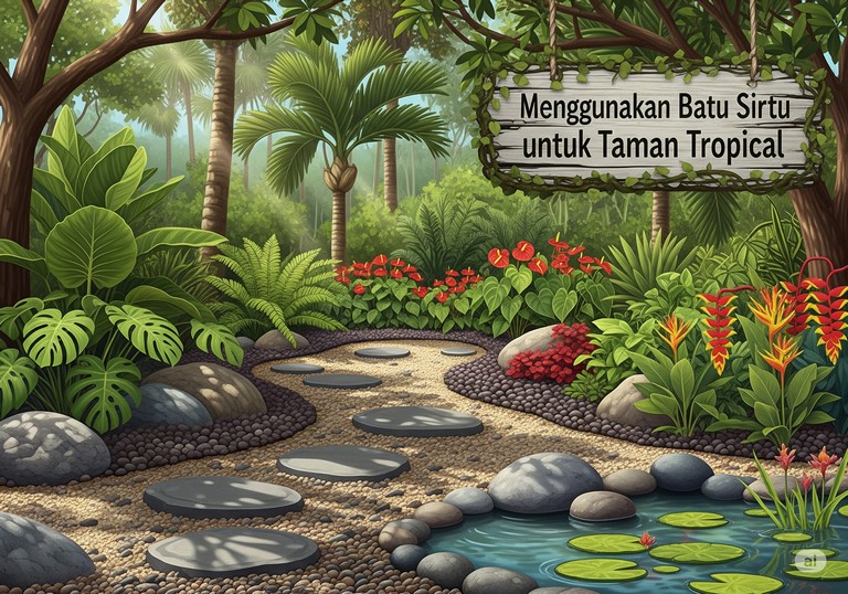 Menggunakan Batu Sirtu untuk Taman Tropical