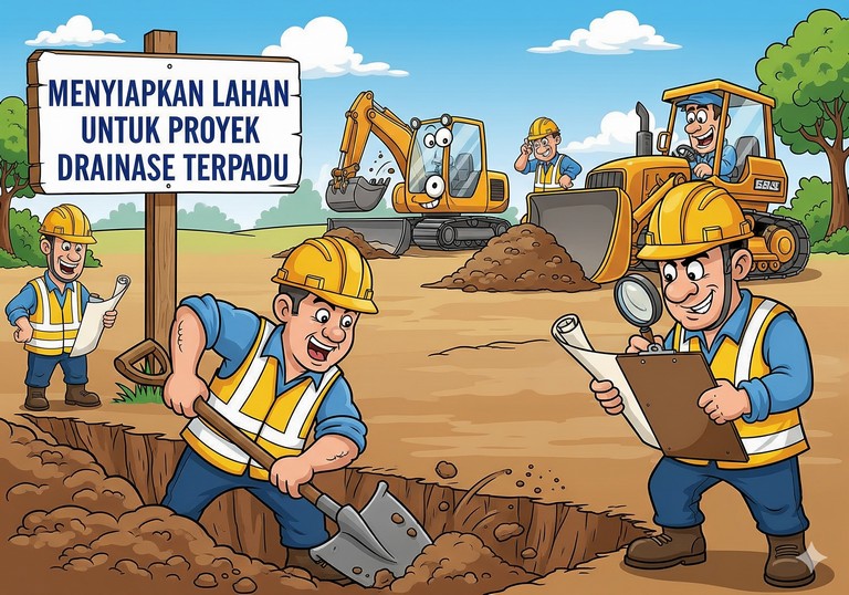 Menyiapkan Lahan untuk Proyek Drainase Terpadu