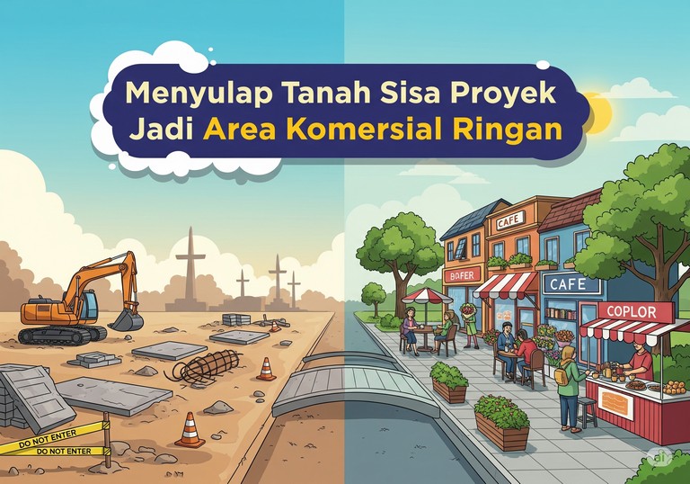 Menyulap Tanah Sisa Proyek Jadi Area Komersial Ringan