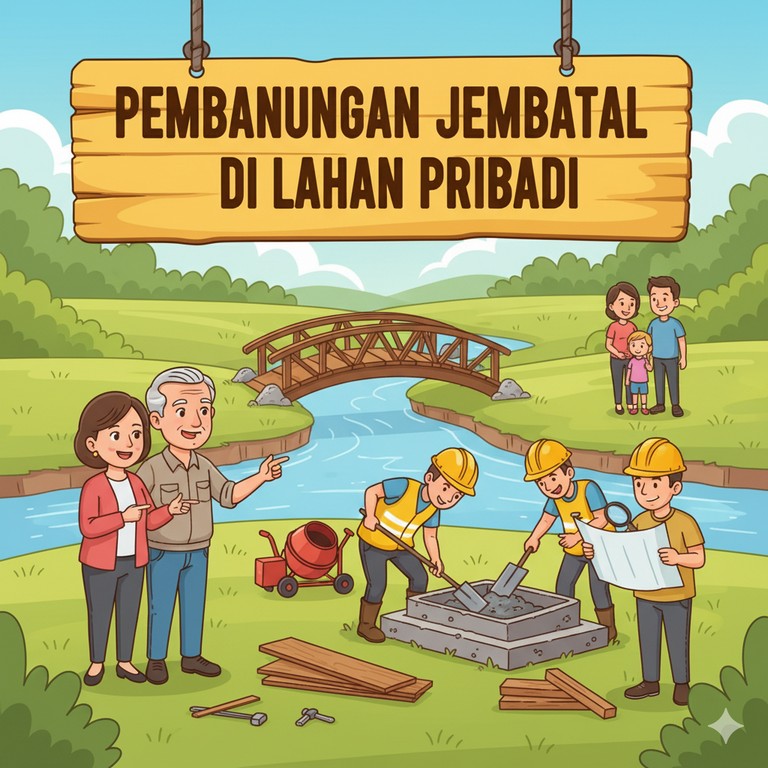 Pembangunan Jembatan Kecil di Lahan Pribadi
