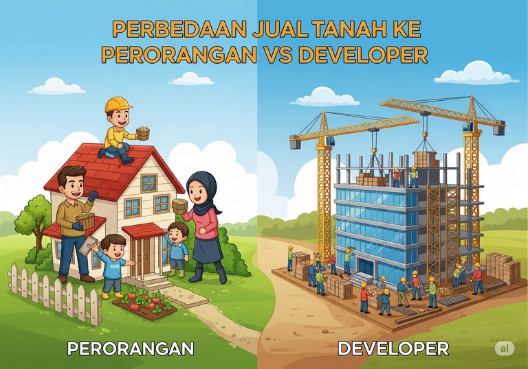 Perbedaan Jual Tanah ke Perorangan vs Developer