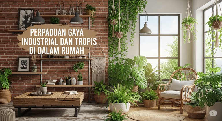 Perpaduan Gaya Industrial dan Tropis di Dalam Rumah