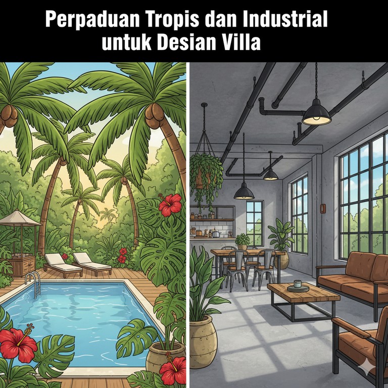 Perpaduan Tropis dan Industrial untuk Desain Villa
