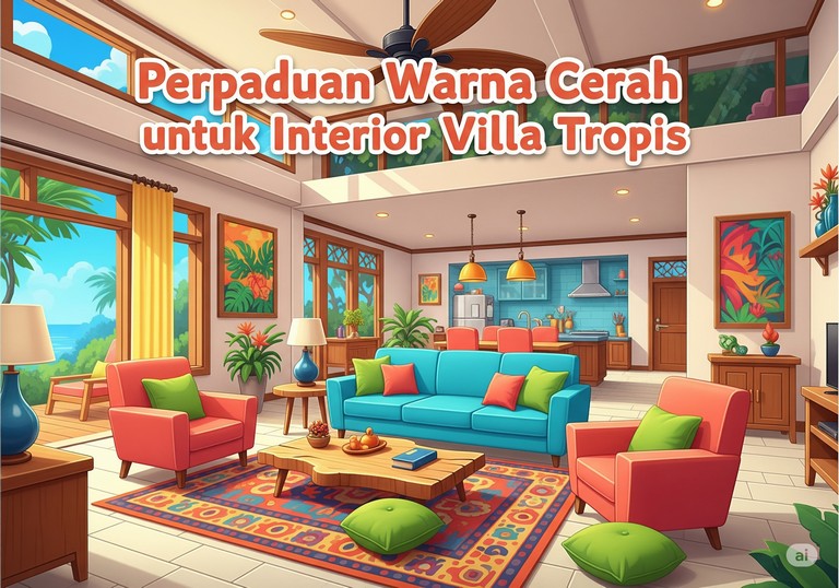 Perpaduan Warna Cerah untuk Interior Villa Tropis