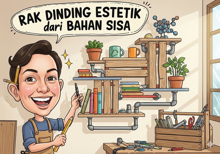 Rak Dinding Estetik dari Bahan Sisa