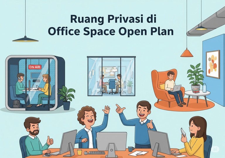 Ruang Privasi di Office Space Open Plan