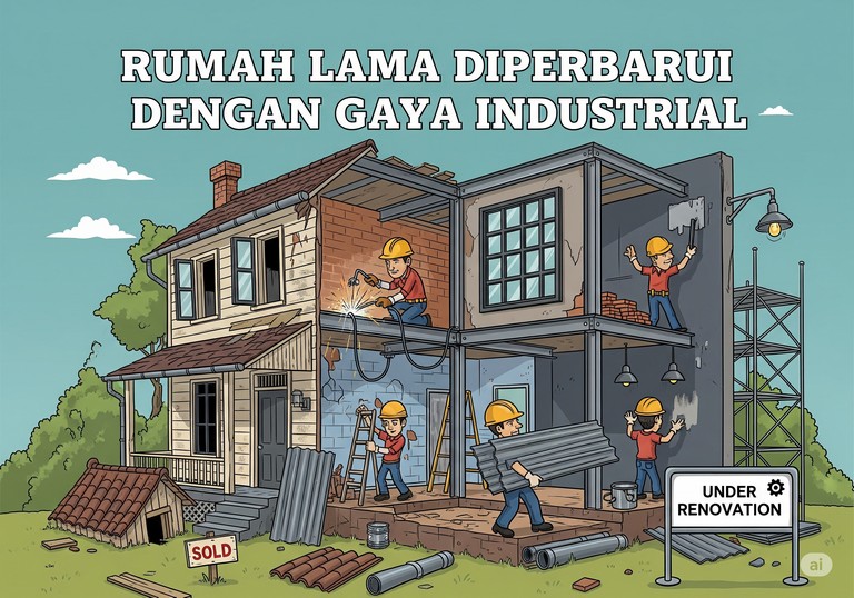 Rumah Lama Diperbarui dengan Gaya Industrial