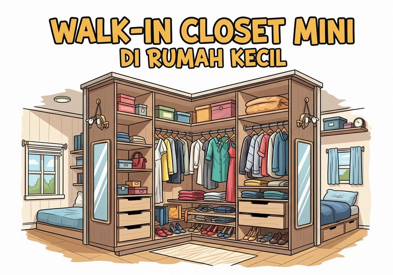 Walk-in Closet Mini di Rumah Kecil