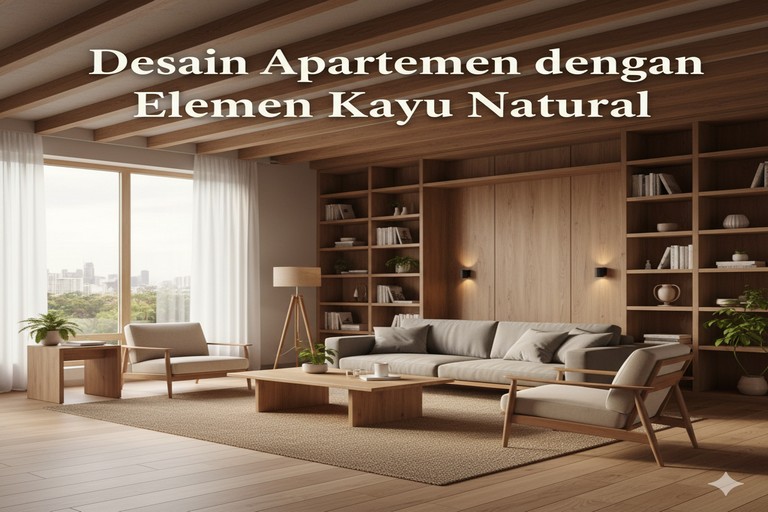 Desain Apartemen dengan Elemen Kayu Natural