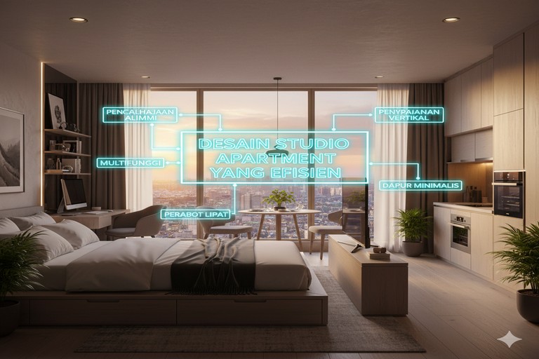 Desain Studio Apartment yang Efisien