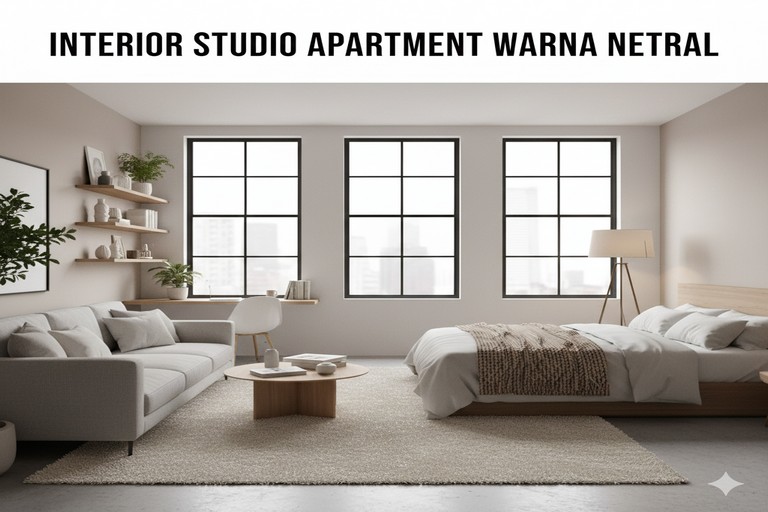 Interior Studio Apartment Warna Netral