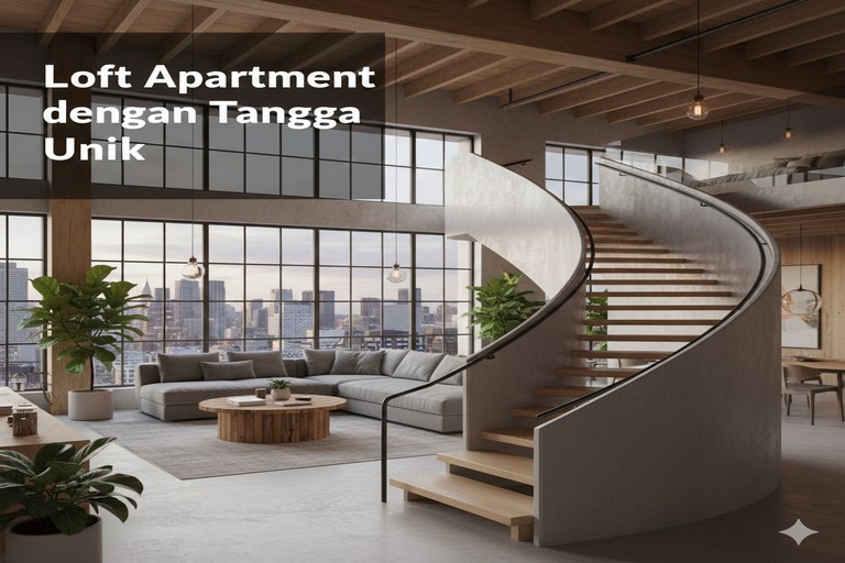 Loft Apartment dengan Tangga Unik