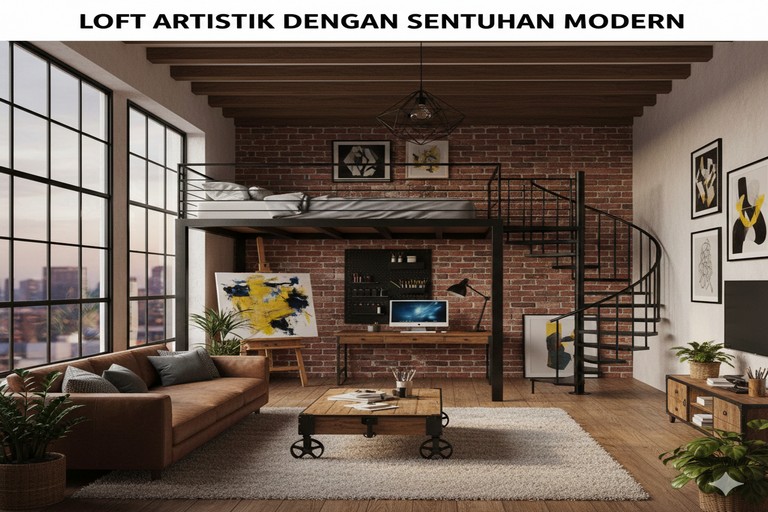 Loft Artistik dengan Sentuhan Modern